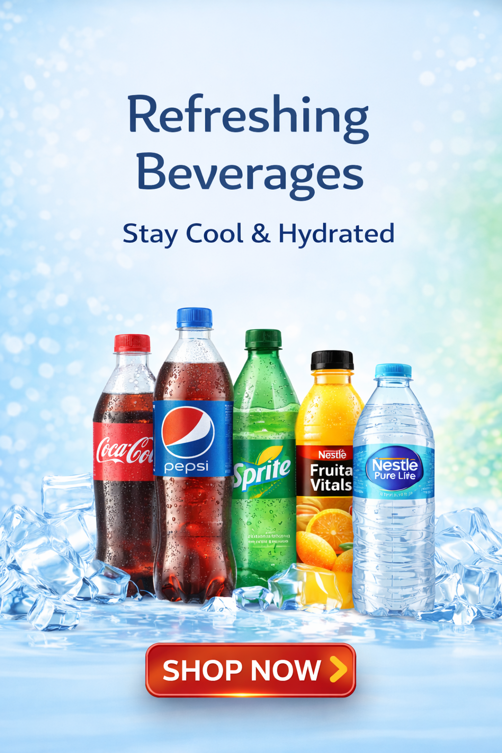 Refreshing drinks on ice