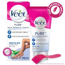 Veet Hair Removal Cream 30gm Sensitive Skin for Body & Legs, Get Salon-like Silky Smooth Skin and Better Fragrance