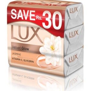 Lux Beauty Bar Velvet Glow 3 Pack | Jasmine Fragrance Soap With Vitamin C