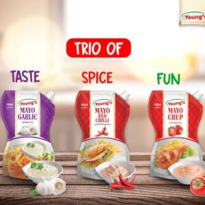 Youngs Dip Sauces Trio Pack 200ML – MayoChup, Garlic & Red Chilli