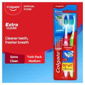 Colgate Extra Clean Toothbrush - Twin Pack (Medium)