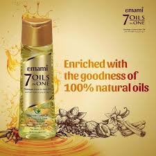 This is a bottle of Emami 7 Oils in One Non-Sticky Hair Oil, a damage control blend that features 7 natural oils 200ml