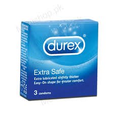 Durex Condoms Extra Safe 3'S, Extra Lubricated Slightly Thicker Easy-On Shape For Greater Comfort