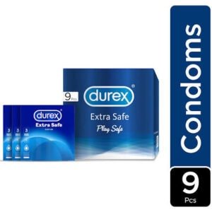 Durex Condoms Extra Safe 9'S (3's X 3), Extra Lubricated Slightly Thicker Easy-On Shape For Greater Comfort