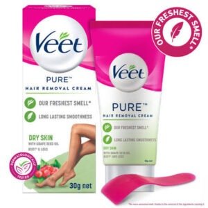 Veet Hair Removal Cream 30gm Dry Skin for Body & Legs, Get Salon-like Silky Smooth Skin and Better Fragrance