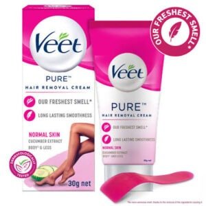 Veet Hair Removal Cream 30gm Normal Skin for Body & Legs, Get Salon-like Silky Smooth Skin and Better Fragrance